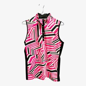 Tail pink and black geometrical golf polo, size M